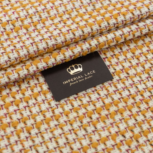 Tweed Fabric, Thick Fabric, Fashion Tweed Fabric, Coat Fabric, Tweed Boucle, Luxury White Fashion Coat, Boucle fabric, Multicolor Z00827