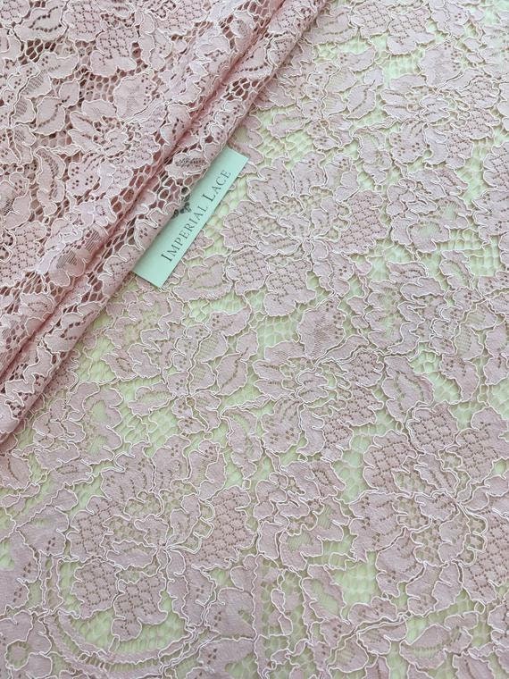 Pink lace fabric Embroidered lace French Lace Wedding Lace | Etsy