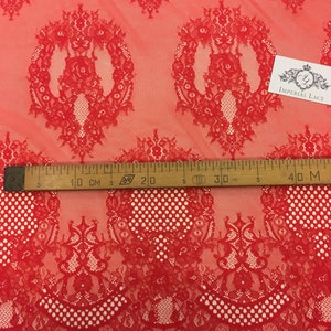 Red Lace Fabric, French Lace, Embroidered lace, Wedding Lace, Bridal lace, Veil lace, Lingerie Lace spizte stoff Chantilly Lace K00522 image 3