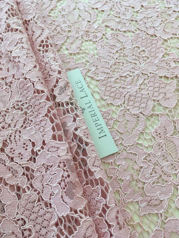 Pink lace fabric Embroidered lace French Lace Wedding Lace | Etsy