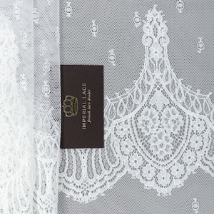 Tissu en dentelle blanc cassé, tissu en dentelle, tissu en dentelle bohème, tissu en dentelle de Chantilly, tissu en dentelle festonnée, dentelle de mariée, tissu par mètre B00451