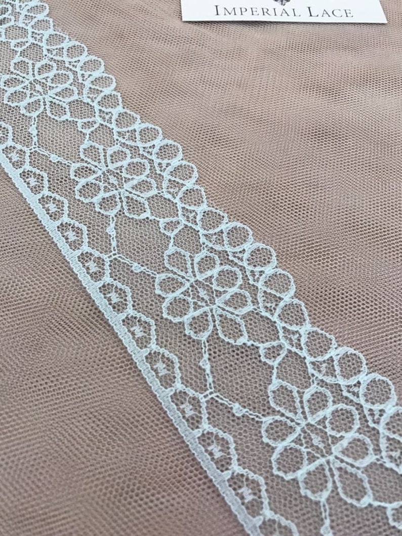 Mint Green lace trim, green Lace fabric, French Lace trim, Alencon lace trim ,Embroidery lace trim,Wedding Lace by the yard MK00276 image 2