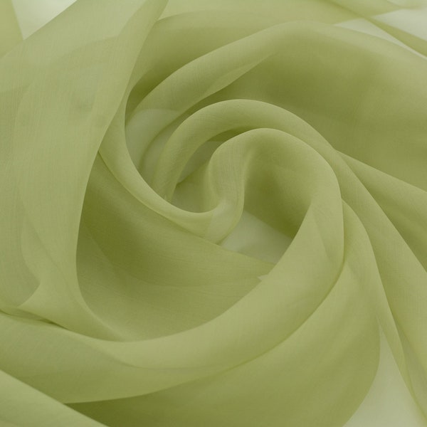 Green Silk organza, Pure Silk organza fabric, Bridal Silk fabric, Silk organza, Fabric By Yard, Premium fabric, Wedding Silk Z00540