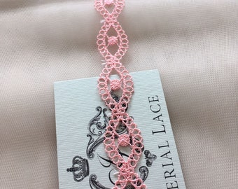 Encaje de macramé rosa Recorte de encaje francés Adorno de encaje Chantilly Encaje nupcial Encaje de boda Encaje festoneado Spitze stoff Tela de encaje floral MK00262