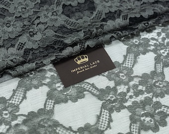 Noir avec dentelle florale argentée, dentelle brodée, dentelle française, dentelle douce, dentelle pour robe de soirée, dentelle de lingerie, tissu en dentelle douce K01226