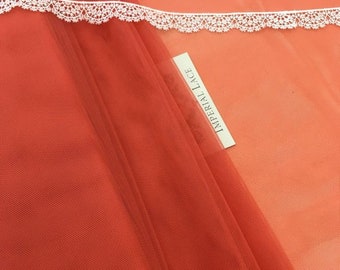 Orange tulle fabric, Orange Soft tulle fabric sell by the Meter, Premium soft tulle fabric, Orange tulle, Tulle fabric, T00060