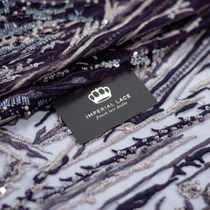 3D lace fabric, Purple beaded lace fabric, French Lace, Wedding Lace, Veil lace, Lingerie Lace, Lace fabric, Bridal Lace fabric  K01188