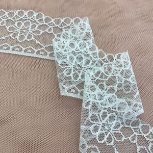 Mint Green lace trim, green Lace fabric, French Lace trim, Alencon lace trim ,Embroidery lace trim,Wedding Lace by the yard MK00276 image 1