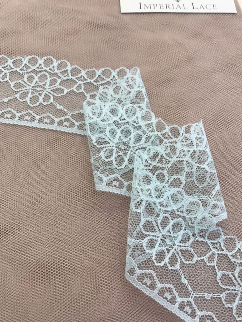 Mint Green lace trim, green Lace fabric, French Lace trim, Alencon lace trim ,Embroidery lace trim,Wedding Lace by the yard MK00276 image 1