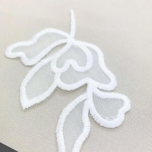 White Floral lace applique for bridal dress, Flower lace patches, Lace applique, Wedding dress lace patch, White bridal lace A00143