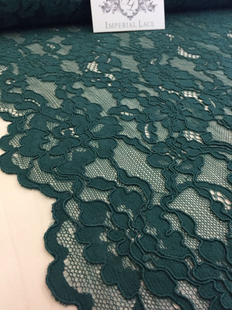 Green lace fabric Embroidered lace French Lace Wedding Lace Bridal lace Green Lace Veil lace Lingerie Lace Alencon Lace K00453 image 1
