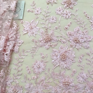 3D lace fabric Beaded Lace Fabric French Lace Wedding Lace Pink Lace Veil lace Lingerie Lace Chantilly Lace Spitzenstoff 3D lace K00570