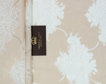 Beige Spitze Stoff, französische Spitze, bestickte Spitze, Hochzeitsspitze, Braut Spitze, Elfenbein Spitze, Schleier Spitze, Dessous Lace