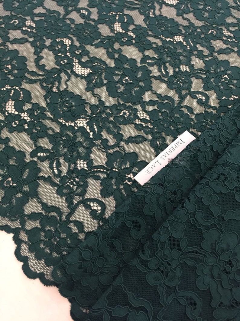 Green lace fabric Embroidered lace French Lace Wedding Lace Bridal lace Green Lace Veil lace Lingerie Lace Alencon Lace K00453 image 4