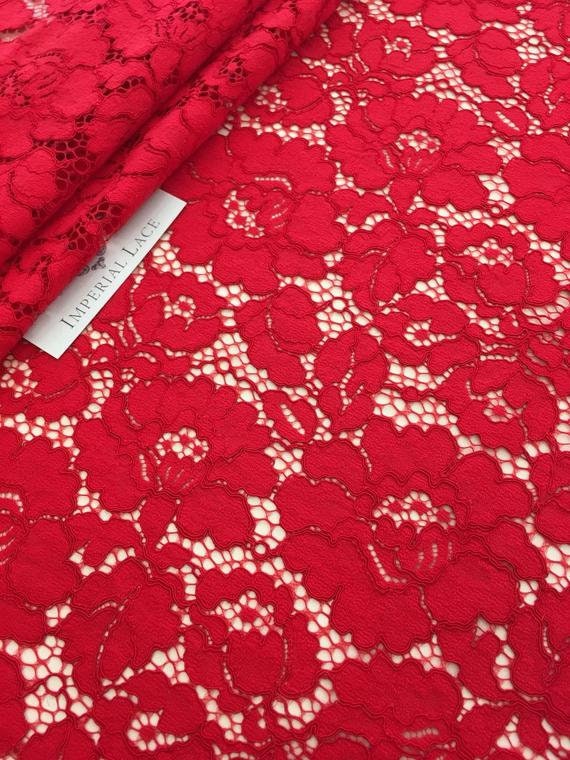 Red Lace Fabric Lace Fabric Boho Lace Fabric Alencon Lace
