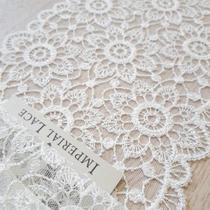 Offwhite lace trim, Boho Lace, Bridal Lace trim, French lace, Soft crochet lace Trim, veil lace trim, Guipure lace trim MB00222