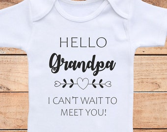 Hello Grandpa Pregnancy announcement to grandpa baby announcement gift for grandparents reveal onesie papa pregnancy announcement shirt