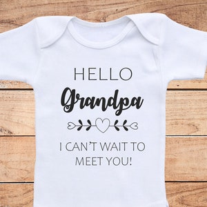 Hello Grandpa Pregnancy announcement to grandpa baby announcement gift for grandparents reveal onesie papa pregnancy announcement shirt