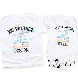 Geschwister passende Shirts mit Namen Personalisierter großer Bruder kleiner Bruder passende Outfits großer Bro lil bro Hemden großer Bro kleiner Bro Set