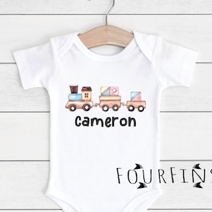 Choo choo Train baby onesie Personalized baby shower gift boy Train baby clothes with name Cute Custom name baby bodysuit Train baby gift