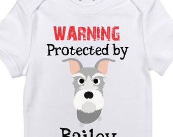 Protected by Schnauzer Baby Outfit, Dog Lover Gift
