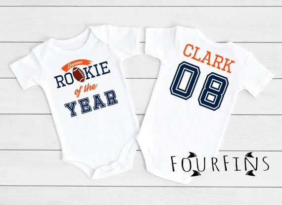 Denver Fans Football Baby Onesies Rookie of the Year Denver Broncos Baby Clothes Personalized Football Baby Onesie With Names Football Onsie Etsy
