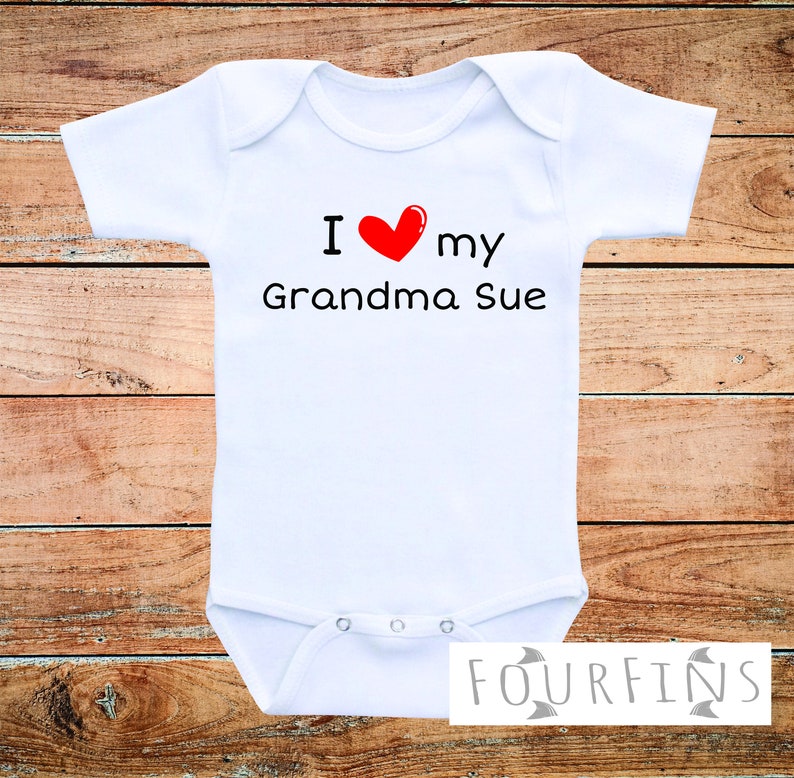 I Love My Grandma Personalized Onesies Custom Grandma Onesie for Boy