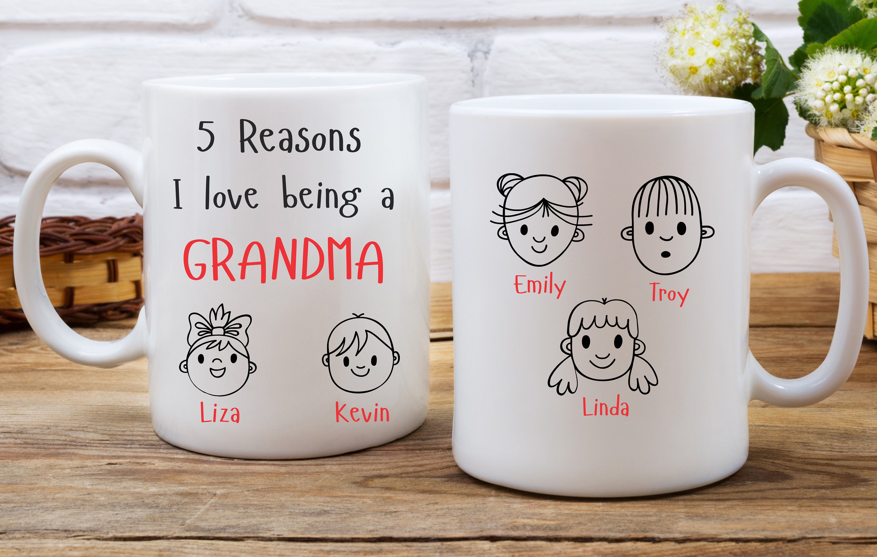 Personalized grandma gift with kids names grandma funny mug Etsy