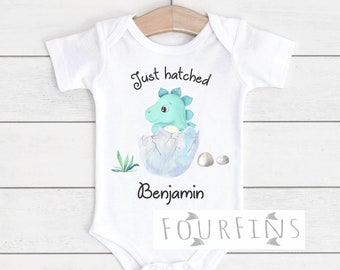 Just hatched Personalized coming home outfit baby boy gift Dinosaur baby shower gifts for boys Funny baby onesies boys Cute baby boy onesies