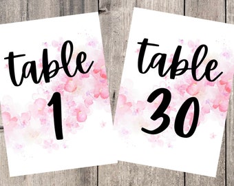 Floral Watercolor Table Numbers Printable