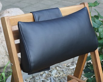 Leather neck pillow "Nekkussen" in wedge shape with counterweight, soft filling, from size 35 x 20 x 6,5 cm made of nappa!