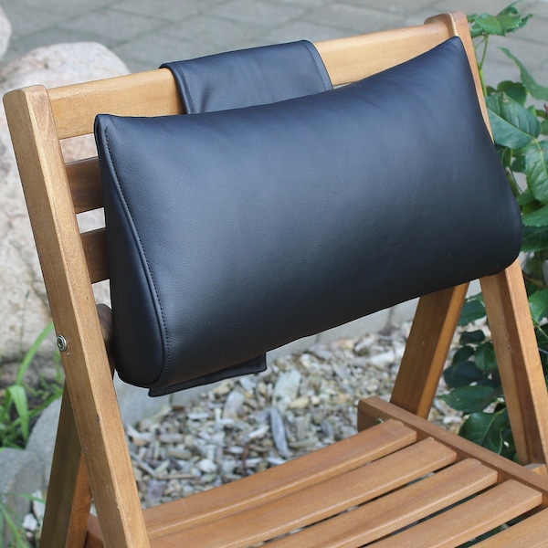 Leather neck pillow "Nekkussen" in wedge shape with counterweight, soft filling, from size 35 x 20 x 6,5 cm made of nappa!