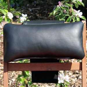 Doubleflex leather reversible neck pillow 35 x 20 cm with weight, headrest, neck support, relax cushion, armchair