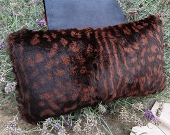 Fur reversible neck cushion 35 x 20 cm Chillout Deluxe, rabbit fur headrest, neck support, #relax cushion, armchair