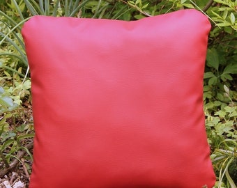 Coussin avec rembourrage 40 x 40 cm - Coussin de salon en cuir synthétique - Coussin de dossier - Coussin décoratif - Housse de coussin - Coussin en cuir synthétique - Coussin de bien-être