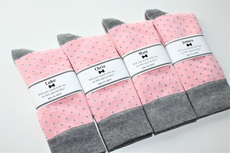 Groomsmen Socks Labels Wedding Socks Purple /& Lavender Socks 8 Pairs |Groomsmen Socks Groomsmen Gift Groomsmen Proposal