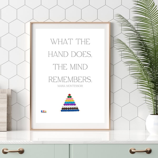 Montessori Quote Printable Poster Wall Art Decoration What The Hand Does The Mind Remembers Print For Teachers School Décor 4