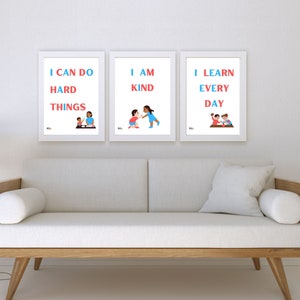 Affiches de motivation inspirées de Montessori pour enfants, lot imprimable, décoration artistique murale, Décor de chambre d'enfant
