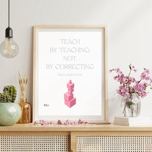 Affiche imprimable citation Montessori, décoration d'art mural, impression pour les enseignants, décoration d'école, enseignez en enseignant, pas en corrigeant