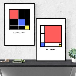 Montessori druckbares Poster Wand Kunst Dekoration moderne Kunst Mondrian Druck für Lehrer Schuldekor