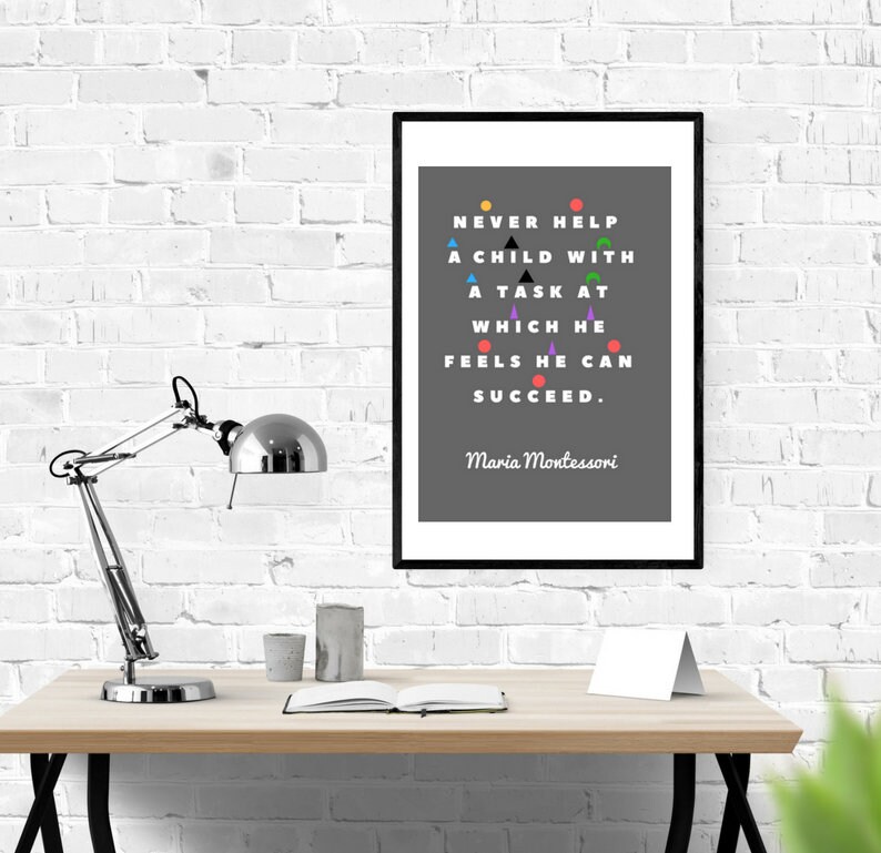 Montessori Printable Poster Wall Art Decoration Never Help A | Etsy