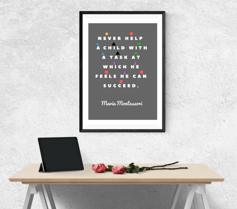 Montessori Printable Poster Wall Art Decoration Never Help A | Etsy