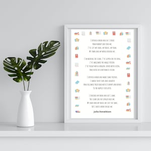 I Opened A Book by Julia Donaldson Nursery Print, Playroom Wall Art, Children Reading Corner Printable, Kids Decor Download