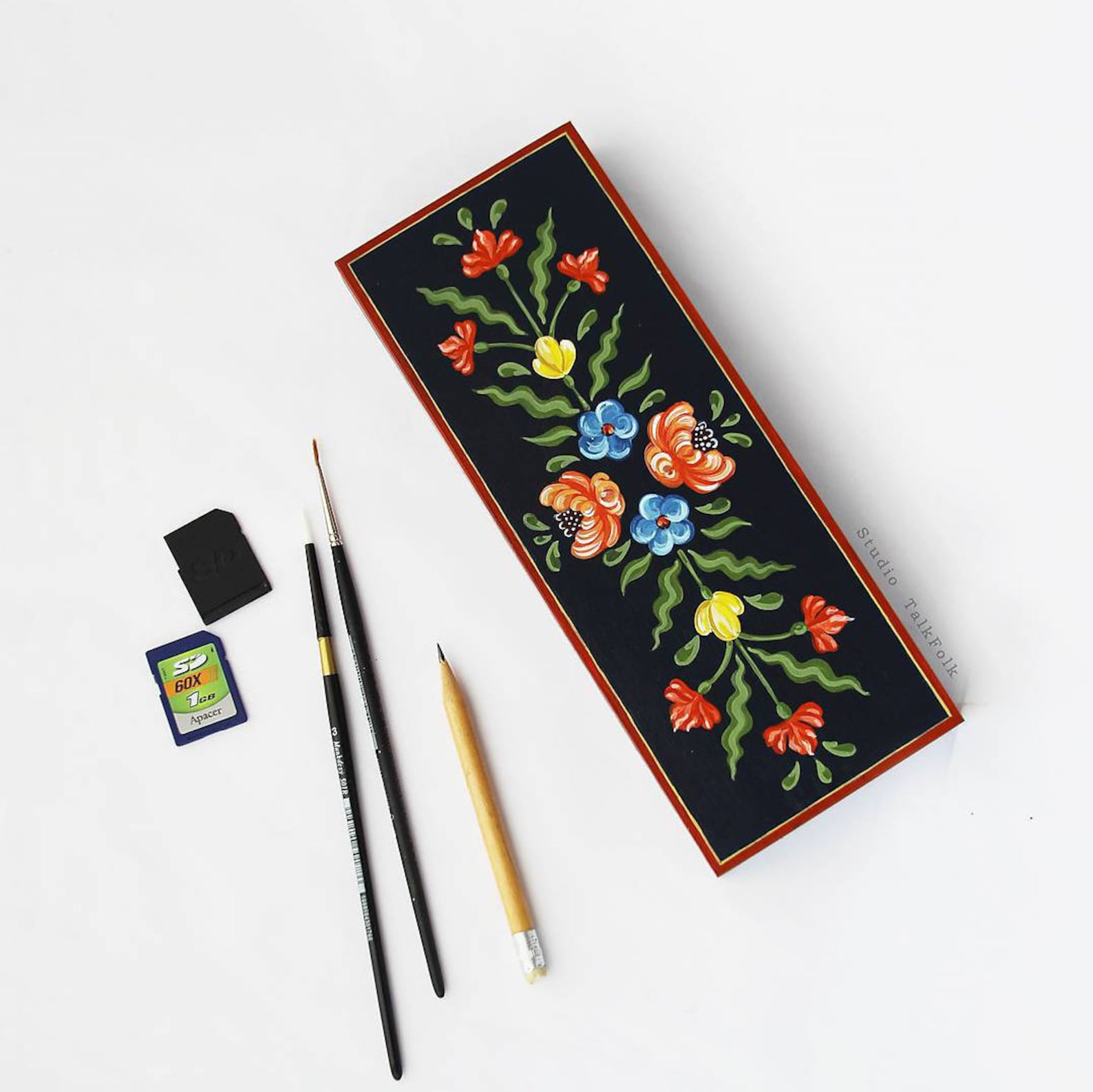 Hand Painted Wooden Pencil Case Etsy