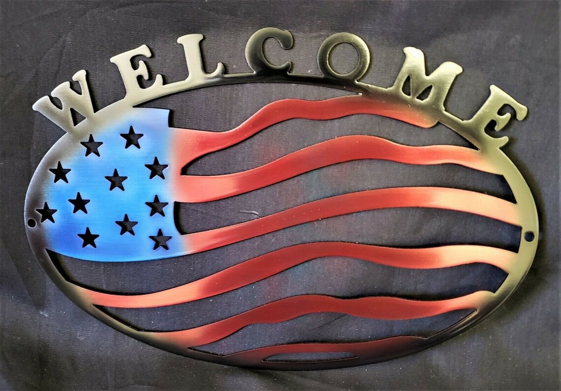 Welcome Flag Oval - Etsy