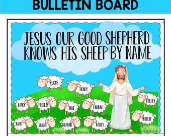 Editable Christian Bulletin Board: Jesus, Good Shepherd (Digital Download)