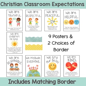 Christian Classroom Expectations Posters with Scripture