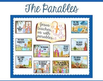 Parables of Jesus Bulletin Board | 10 Bible Story Posters