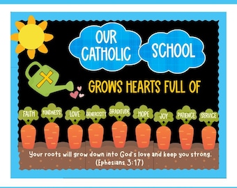 Catholic Schools Week Bulletin Board: Growing Hearts
