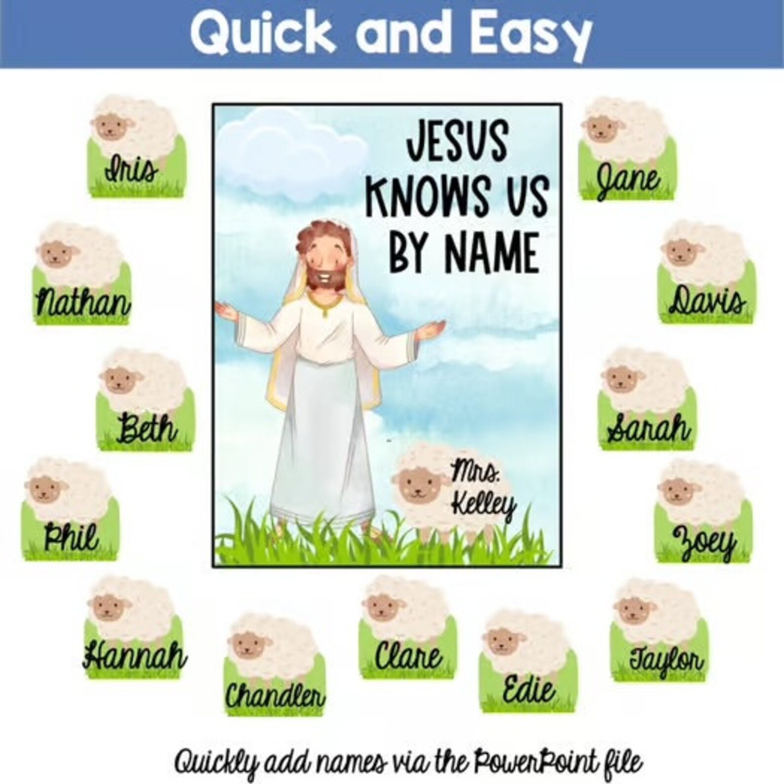 Christian Classroom Door With Editable Name Tags: Jesus Knows Us by ...